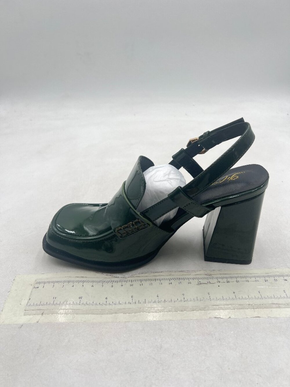 FOWT Black Platform Square Toe Loafers Chunky High Heel Slingback Slip on Pumps - Picture 2 of 8